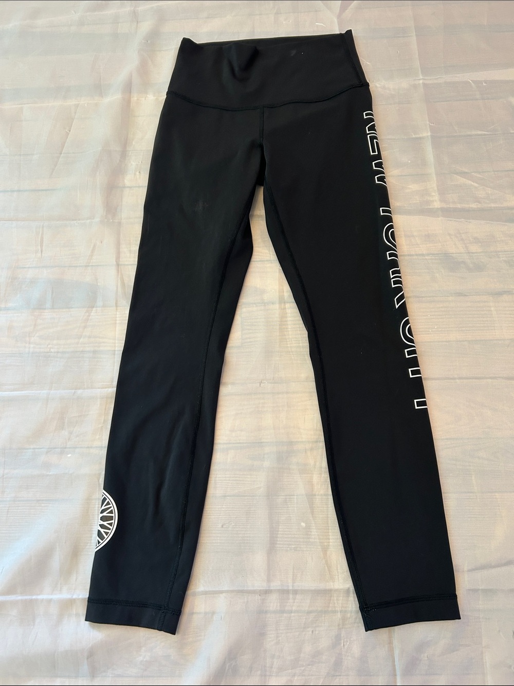 lululemon athletica Black Leggings with White Geometric Wheel Graphic